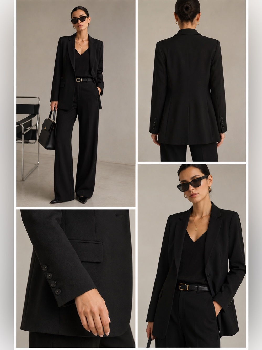 DVF Black Tuxedo Stretch Blazer Long/ Jacket Tailored /Lapel sz 4 NWT $395